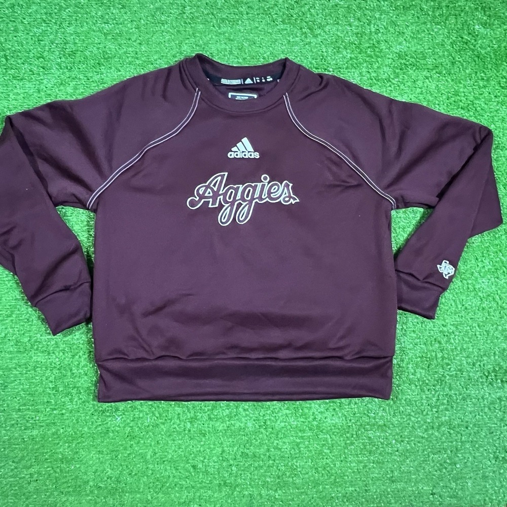 Texas A&M Adidas Sweatshirt Womens SM Aggie Script Maroon Pullover EUC